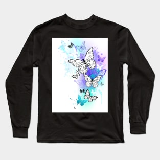 Flying Butterflies Watercolor Long Sleeve T-Shirt